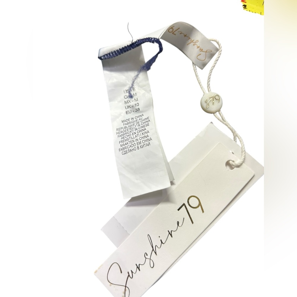 SUNSHINE 79 navy floral banded peaches halter style bikini swim top size 6 NWT - Picture 6 of 7